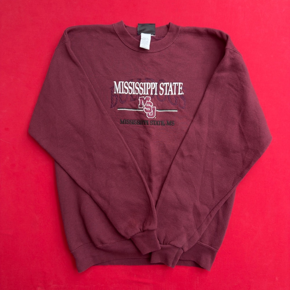 VTG Crable Sportswear Mississippi State Bulldogs Sweatshirt Maroon Mens M USA